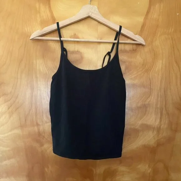 Organic Basics Core Singlet Women's S Black Sleeveless Tank Cropped Camisole - Picture 2 of 8